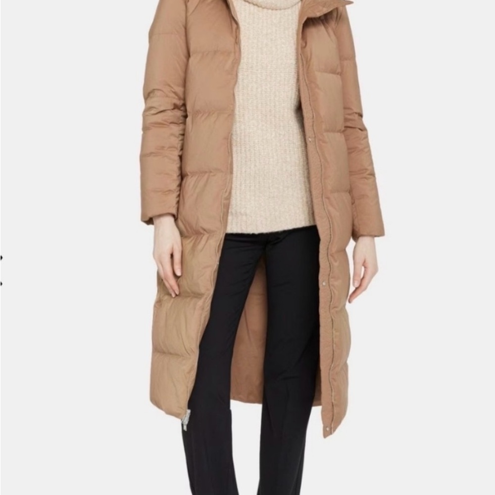 Theory Beige Puffer Coat Size Small